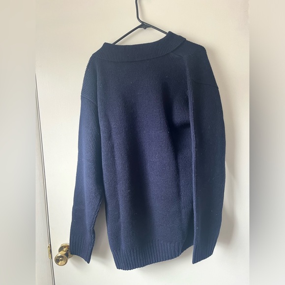 Thomas Cook Clothing Co. Men’s 1/4 Button Placket Wool Pullover Sweater Blue XL - Picture 2 of 5